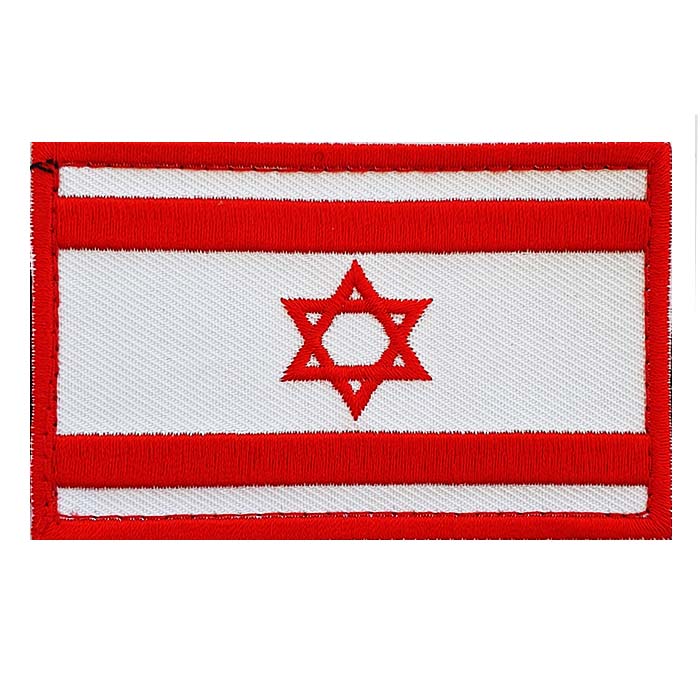 דגל ישראל פאצ" אדום לבן מסגרת אדומה
