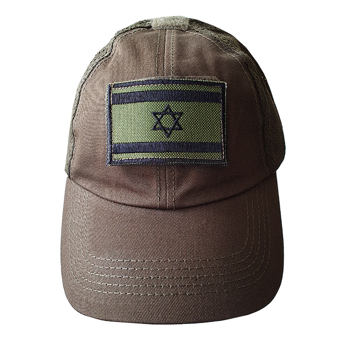 כובע טקטי ירוק צבאי מצחייה רשת עם פאטצ' דגל ישראל ירוק.