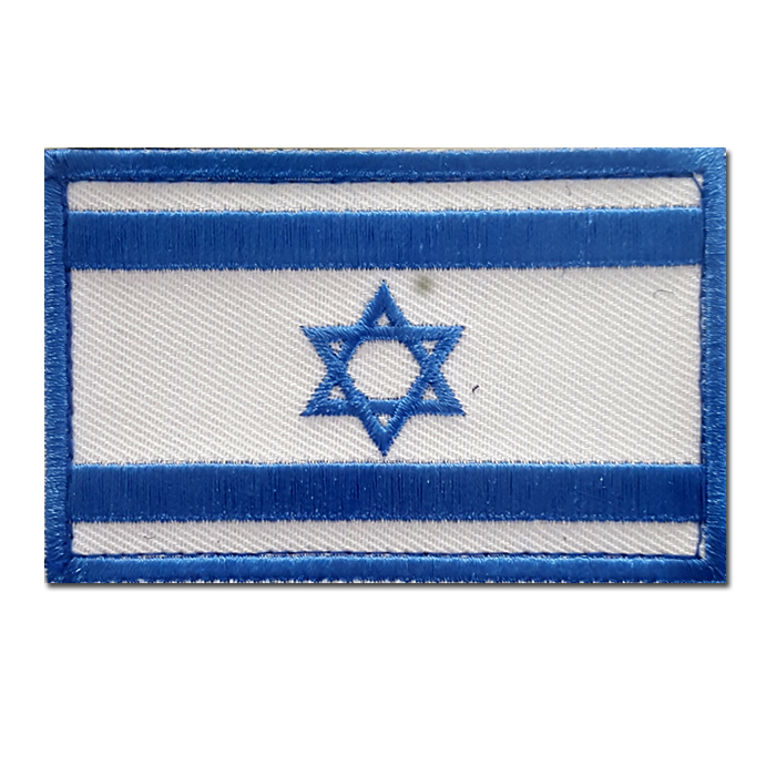 דגל ישראל פאצ" כחול לבן מסגרת כחולה