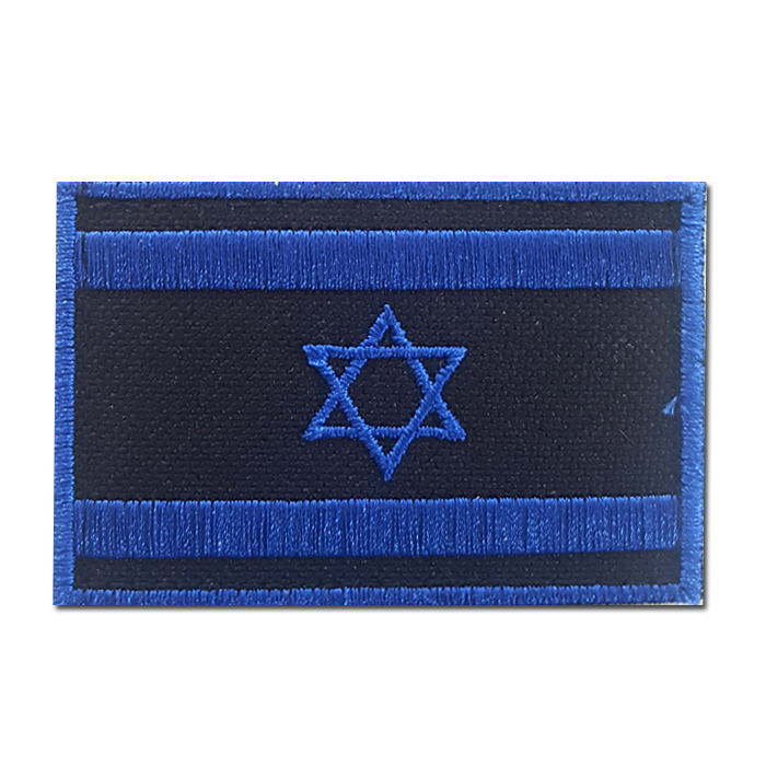 דגל ישראל פאצ" שחור כחול מסגרת כחולה
